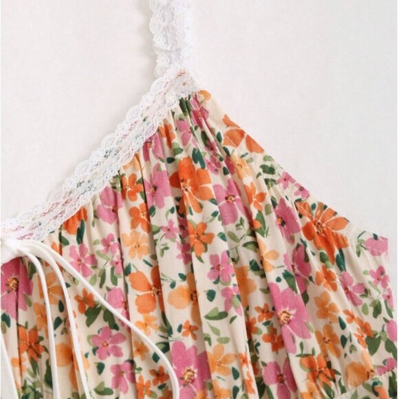 Floral Lace Trim Summer Dress (Size M) - Picture 6 of 14